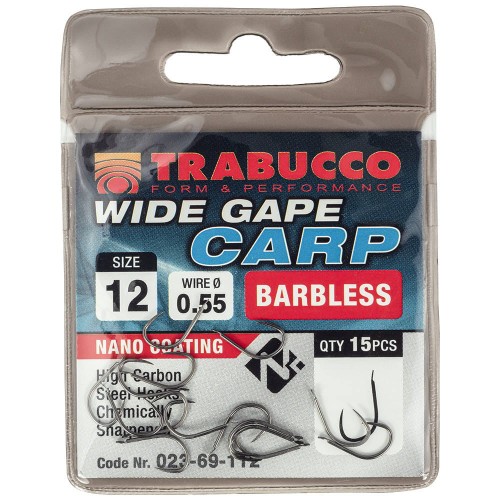 Haczyki Trabucco Wodę Gape CARP Barbless 18/16/14/12 - 40szt.